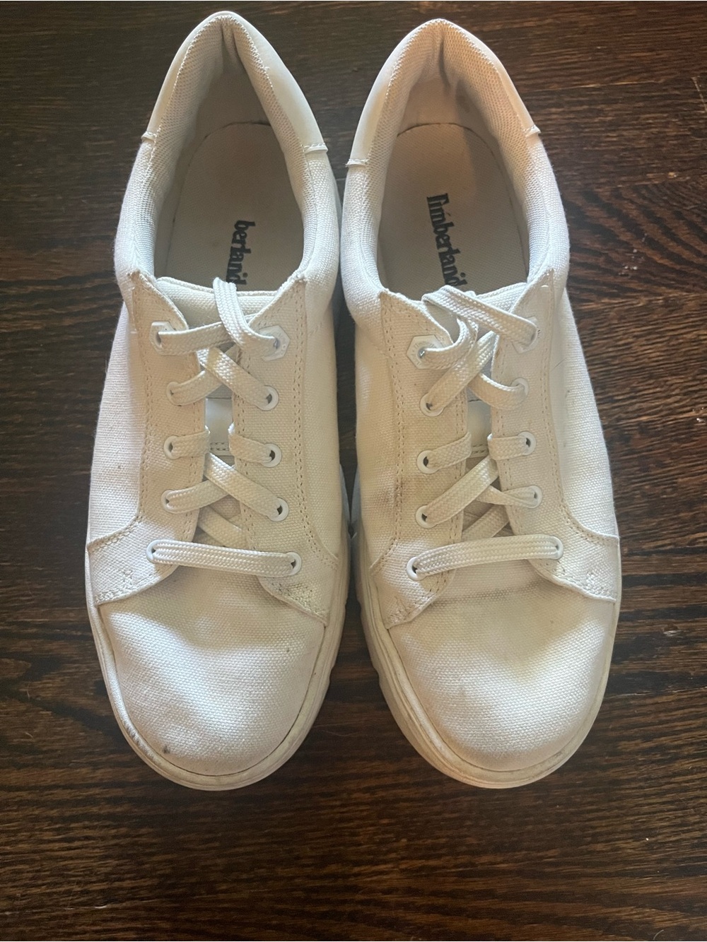 Timberland Women’s White Canvas Platform Sneakers Size 8